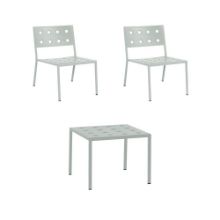 Billede af HAY Balcony Low Table 50x51,5 cm + 2 Balcony Lounge Chairs SH: 39 cm - Desert Green