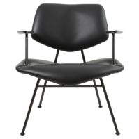 Billede af Vermund Larsen VL135 Cosy Loungestol m. armlæn SH: 40 cm - Sierra Sort/Sort Pulverlak