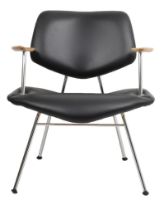 Billede af Vermund Larsen VL135 Cosy Loungestol m. armlæn SH: 40 cm - Sierra Sort/Krom