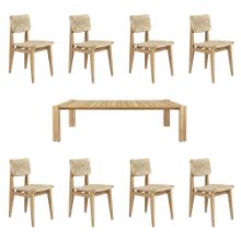 Billede af GUBI Outdoor Atmosfera Bord L: 281 cm + 8 Cascoin C-Chair Stole - Teak/Flet