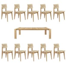 Billede af GUBI Outdoor Atmosfera Bord L: 281 cm + 10 Cascoin C-Chair Stole - Teak/Flet