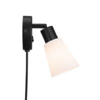 Billede af Nordlux Cole Væglampe m. Tilt Ø: 8 cm - Opalglas/Sort  OUTLET