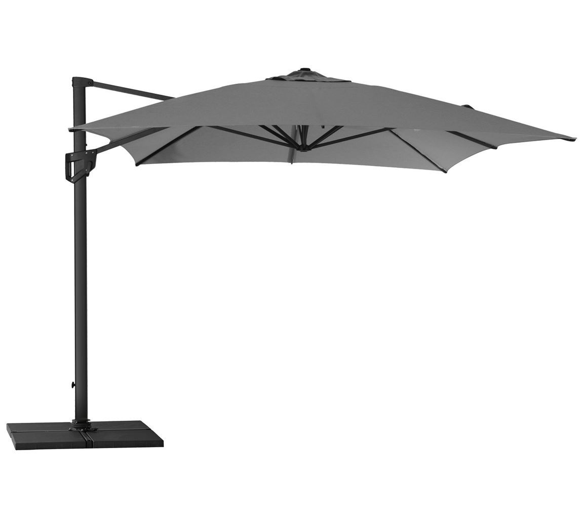 Billede af Cane-line Outdoor Hyde Luxe Hanging Parasol 300x400 cm - Anthracite inkl. Hyde Luxe Parasolfod Flise 50x50 cm 4 stk. - Grå Beton