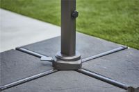 Billede af Cane-line Outdoor Hyde Luxe Hanging Parasol 300x400 cm - Light Grey inkl. Hyde Luxe Parasolfod Flise 50x50 cm 4 stk. - Grå Beton