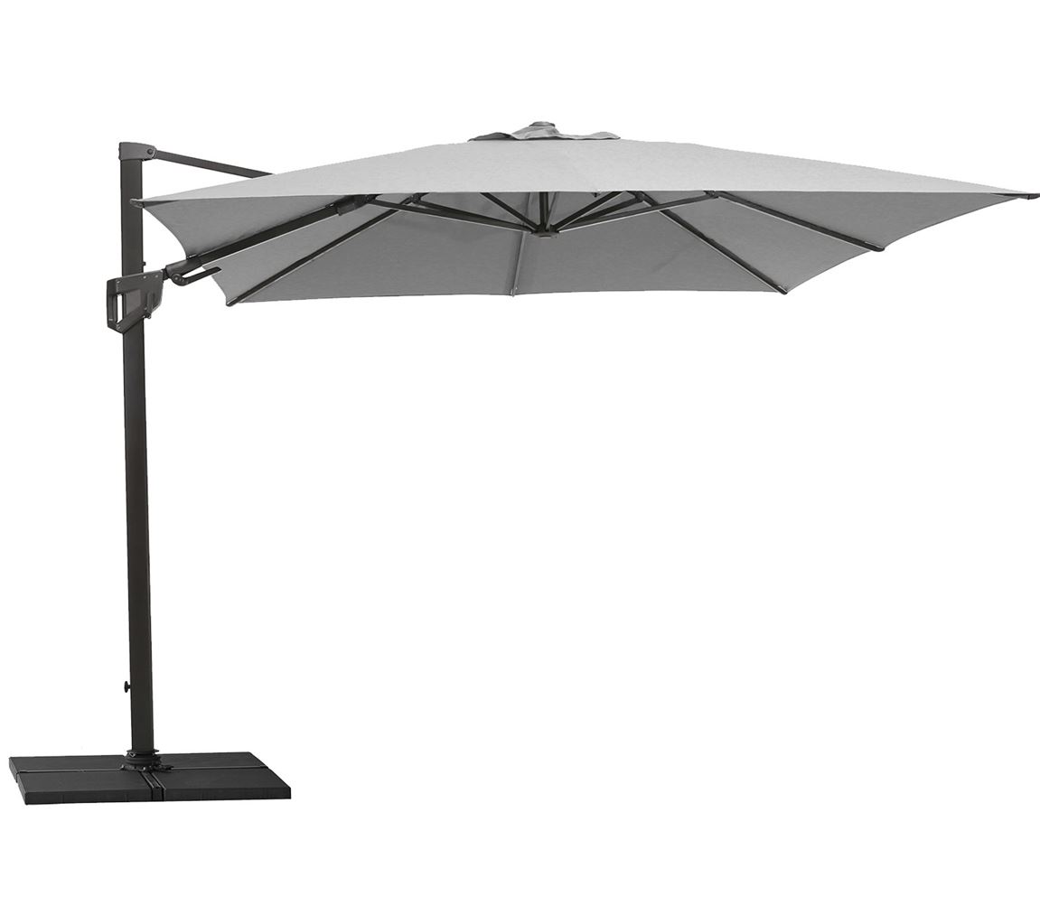 Billede af Cane-line Outdoor Hyde Luxe Tilt Parasol 300x300 cm - Light Grey inkl. Hyde Luxe Parasolfod Flise 50x50 cm 4 stk. - Grå Beton