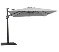 Billede af Cane-line Outdoor Hyde Luxe Tilt Parasol 300x300 cm - Light Grey inkl. Hyde Luxe Parasolfod Flise 50x50 cm 4 stk. - Grå Beton