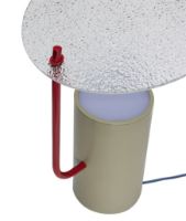 Billede af Hübsch Disc Bordlampe H: 35 cm - Khaki/Rød/Tekstureret  OUTLET