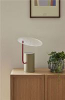 Billede af Hübsch Disc Bordlampe H: 35 cm - Khaki/Rød/Tekstureret  OUTLET