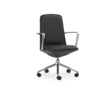 Billede af Normann Copenhagen Off Chair Lav m. Hjul H: 100,8 cm - Aluminium/Ultra Leather Black