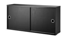 Billede af String Furniture Cabinet With Sliding Doors B: 78 cm - Black Stained Ash