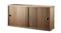 Billede af String Furniture Cabinet With Sliding Doors B: 78 cm - Walnut