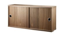 Billede af String Furniture Cabinet With Sliding Doors B: 78 cm - Walnut