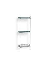 Billede af HAY Pier System 1031 1 Column 82x209 cm - PS Blue Steel/Black Anodised Profiles/Chromed Wire Shelf