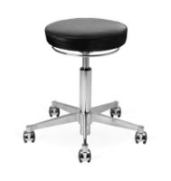 Billede af Vermund VL66 Taburet SH: 44-64 cm - Krom/Sort Læder