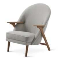 Billede af Warm Nordic Wingman Lounge Chair SH: 42 cm - Baru 0120 Light Stone Grey/Oiled Oak