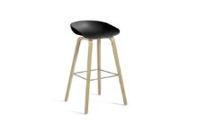 Billede af HAY AAS 32 Barstol High SH: 75 cm - Lacquered Oak Veneer/Black/Black Footrest 