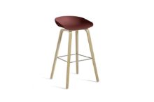 Billede af HAY AAS 32 Barstol High SH: 75 cm - Lacquered Oak Veneer/Brick/Steel Footrest 