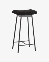 Billede af Nordal ZALA Barstol m. Imiteret Lammeskind SH: 72 cm - Sort