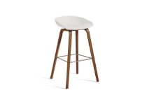 Billede af HAY AAS 32 Eco Barstol High SH: 75 cm  - Lacquered Walnut Veneer/White/Stainless Steel Footrest