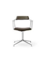 Billede af Vipp 452 Swivel Stol Gliders u. Hjul  - Aluminium /Bosco Green Leather