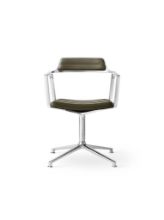 Billede af Vipp 452 Swivel Stol Gliders u. Hjul  - Aluminium /Bosco Green Leather