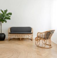 Billede af Sika-Design Swing Lænestol SH: 38 cm Inkl. Hynde - Natural/A669 Dark Grey