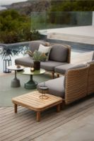 Billede af Cane-line Outdoor Glaze Sofabord Lille Ø: 45 cm - Olive Green/Black