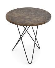 Billede af OX Denmarq MINI O Table Ø: 40 cm - Black Powder Coated Steel/Brown Emperador Marble