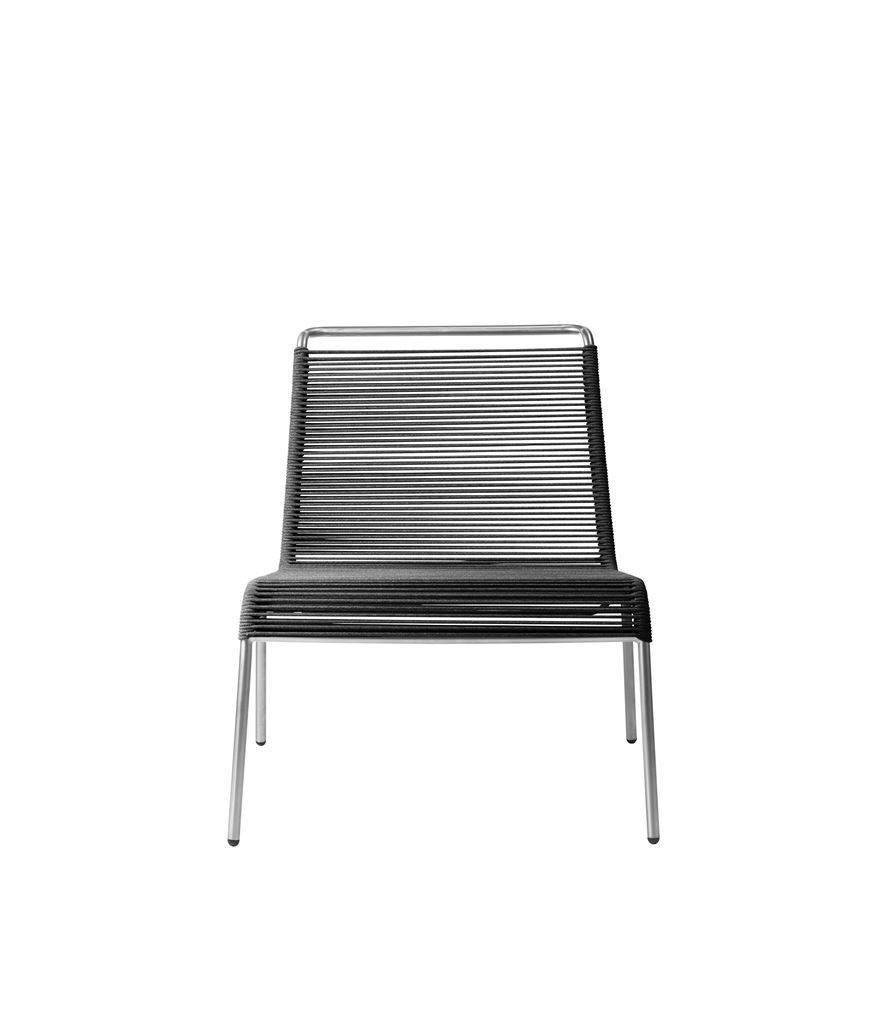 Billede af FDB Møbler M20L Teglgård Lounge Snorestol 72x66x64 cm - Rustfrit Stål/Sort
