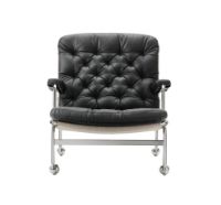 Billede af DUX Karin 73 Lænestol SH: 41 cm - Sort/Læder