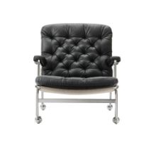 Billede af DUX Karin 73 Lænestol SH: 41 cm - Sort/Læder