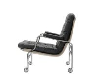 Billede af DUX Karin 73 Lænestol SH: 41 cm - Sort/Læder