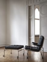 Billede af DUX Karin 73 Lænestol SH: 41 cm - Sort/Læder