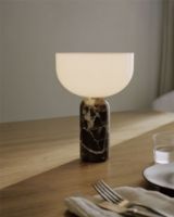 Billede af New Works Kizu Portable Table Lamp Ø: 18 cm - Rosso Levanto Marble/White Acrylic