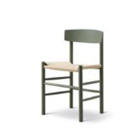 Billede af Fredericia Furniture 3239 J39 Mogensen Spisebordsstol SH: 46 cm - Khaki Green Bøg/Naturfarvet Flet