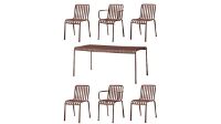 Billede af HAY Palissade Bord + 6 Stole - Iron Red