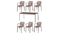 Billede af HAY Palissade Bord + 6 Armstole - Iron Red 