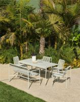 Billede af HAY Palissade Bord + 6 Armstole - Sky Grey