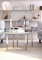 Billede af FROST BUKTO Bordben 360 H: 36,4 cm - Mat Hvid/Børstet Guld