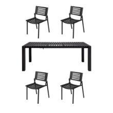 Billede af Mindo 111 Dining Table Extension 162x90 cm w. 4 Mindo 112 Chairs - Dark Grey