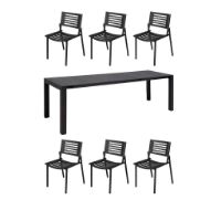 Billede af Mindo 111 Dining Table Extension 263x100 cm w. 6 Mindo 112 Chairs - Dark Grey