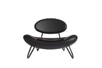 Billede af Woud Meadow Lounge Chair SH: 37 cm - Savanne Leather Black/Black