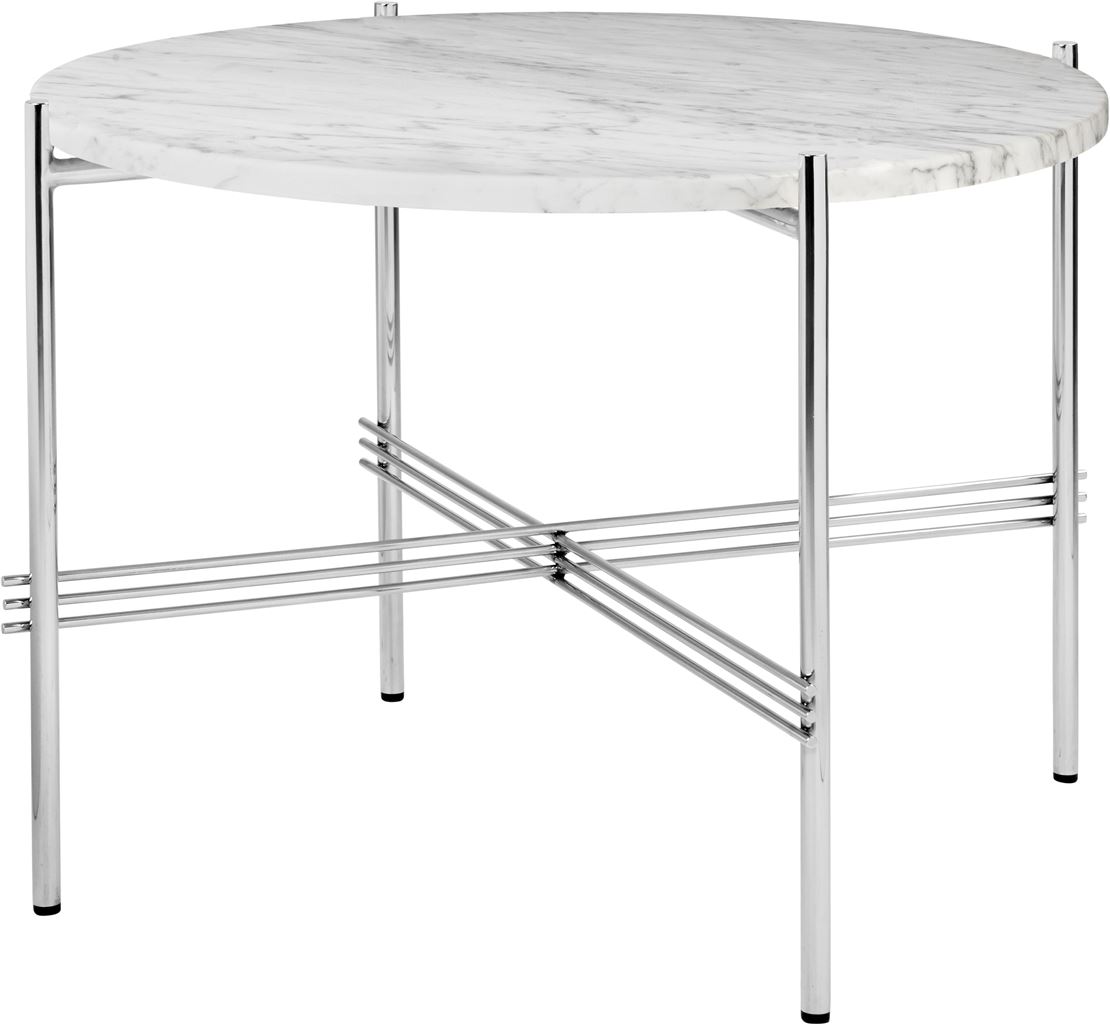 Billede af GUBI TS Coffee Table Ø: 55 cm - Polished Steel/White Carrara Marble 