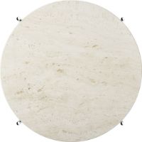 Billede af GUBI TS Coffee Table Ø: 55 cm - Polished Steel/Neutral White Travertine