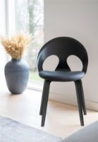 Billede af Vermund VL1100 Spisebordsstol SH: 46 cm - Sortbejdset Eg/Dunes Antracit Læder