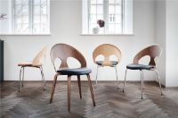 Billede af Vermund VL1100 Spisebordsstol SH: 46 cm - Olieret Valnød/Sierra Sort Læder