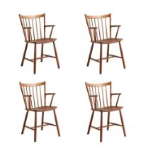 Billede af HAY Børge Mogensen J42 Arm Chair SH: 44,5 cm Sæt af 4 stk. - Dark Oiled Oak