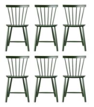 Billede af FDB Møbler J46 Poul M. Volther Stol SH: 45 cm Sæt af 6 stk - Flaskegrøn
