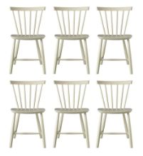 Billede af FDB Møbler J46 Poul M. Volther Stol SH: 45 cm Sæt af 6 stk - Grøn/Roots/Malet Bøg