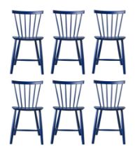 Billede af FDB Møbler J46 Poul M. Volther Stol SH: 45 cm Sæt af 6 stk - Mørkeblå